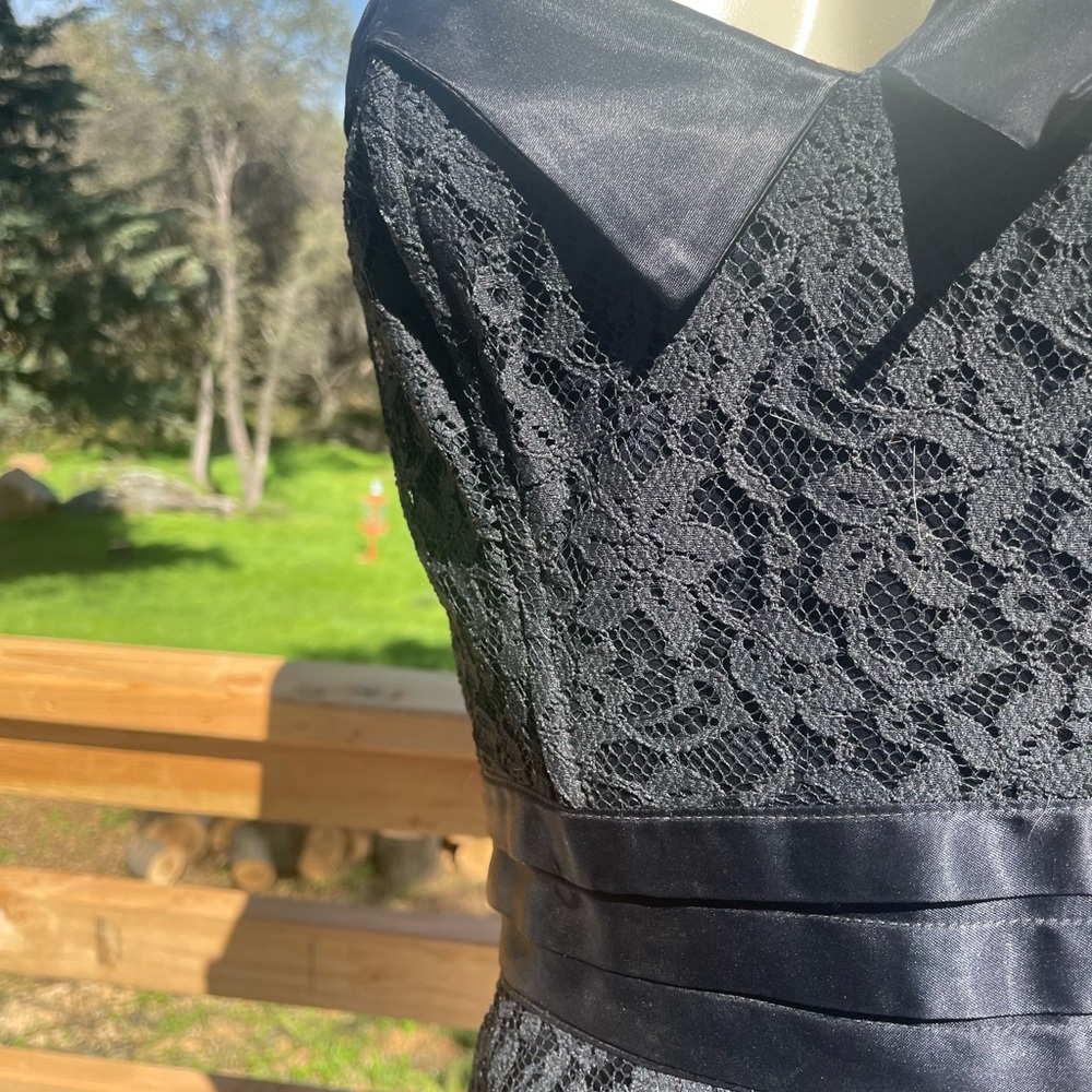 VINTAGE Gunne Sax by Jessica McClintock Strapless Black Lace Tea-Length Dress - Picture 7 of 9
